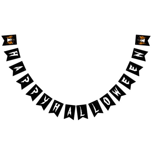 ハッピーハローウィンブーブブラック&ホワイト バンティングフラッグ (全)