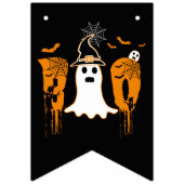 ハッピーハローウィンブーブブラック&ホワイト バンティングフラッグ (第1の旗)