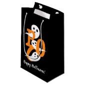 ハッピーハローウィンブー幽霊たちブラック スモールペーパーバッグ (正面アングル)