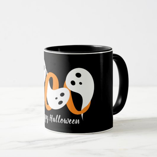 ハッピーハローウィンブー幽霊たちブラック マグカップ (正面右)