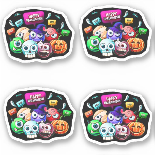 ハッピーハローウィンブー、3Dキャラクターセット4 シール (正面)