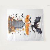 ハッピーハローウィンヘッドストーンとヴァンパイアこうもり タペストリー (正面(横))