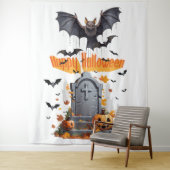 ハッピーハローウィンヘッドストーンとヴァンパイアこうもり タペストリー (インサイチュ)
