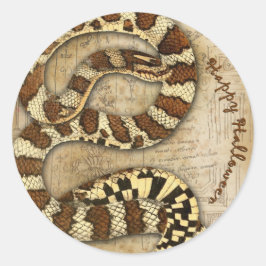ハッピーハローウィンヘビのステッカー ラウンドシール