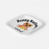 ハッピーハローウィンベアーカボチャ名前をカスタムする ペーパープレート (傾斜あり)