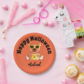 ハッピーハローウィンベアーカボチャ名前をカスタムする ペーパープレート (パーティー)
