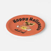 ハッピーハローウィンベアーカボチャ名前をカスタムする ペーパープレート (アングル)