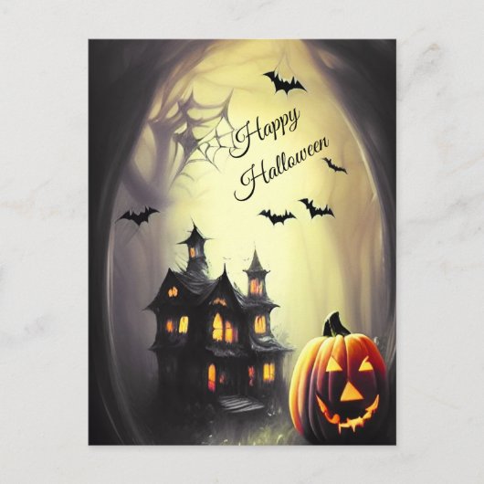 ハッピーハローウィンホラー幽霊のよく出るハウス ポストカード (正面)