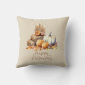 ハッピーハローウィンホワイトオレンジカボチャのハロウィーン クッション (裏面)