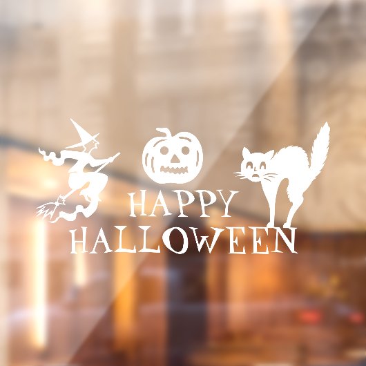 ハッピーハローウィンホワイトホラーかわいいハウス ウィンドウサイン (シート2)