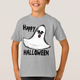ハッピーハローウィンホワイトレッド幽霊 Tシャツ