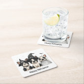 ハッピーハローウィンボストンテリアドッグス スクエアペーパーコースター (インサイチュ)