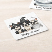 ハッピーハローウィンボストンテリアドッグス スクエアペーパーコースター (アングル)