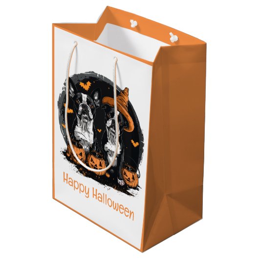 ハッピーハローウィンボストンテリアドッグス ミディアムペーパーバッグ (裏面アングル)