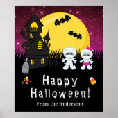 ハッピーハローウィンミイマピンクパーティー標識 ポスター (正面)