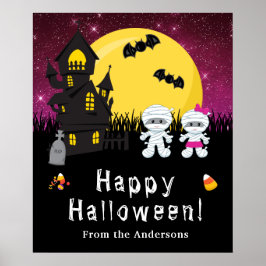 ハッピーハローウィンミイマピンクパーティー標識 ポスター