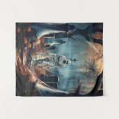 ハッピーハローウィンミイラ・イン・ザ・墓地 タペストリー (正面(横))