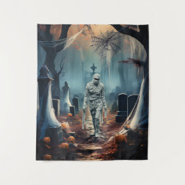 ハッピーハローウィンミイラ・イン・ザ・墓地 タペストリー