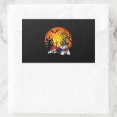 ハッピーハローウィンミニチュアシュナウザードッグハロウィーン 長方形シール (バッグ)