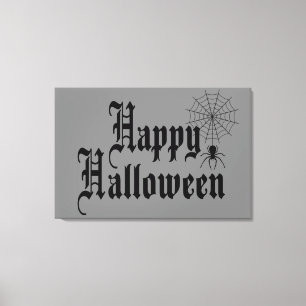 ハッピーハローウィンミニマルタイポグラフィ キャンバスプリント