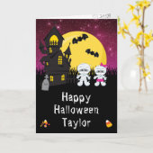 ハッピーハローウィンムミピンク カード (黄色い花)