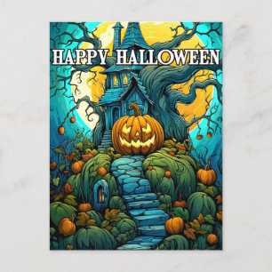ハッピーハローウィンムーンライトハ幽霊のよく出るウス ポストカード