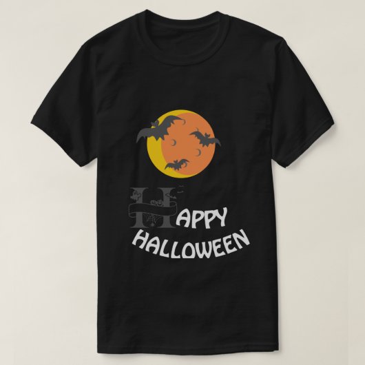 ハッピーハローウィンメンブラック Tシャツ (デザイン正面)