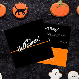 ハッピーハローウィンモダンシックブラックパーティの招待状