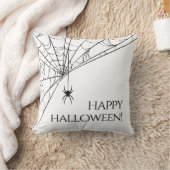 ハッピーハローウィンモダンスパイダー白黒 クッション (ブランケット)