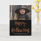 ハッピーハローウィンモダンハロウィーンフォトカード カード (黄色い花)