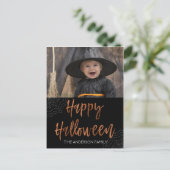 ハッピーハローウィンモダンハロウィーンフォトカード ポストカード (スタンド正面)