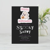 ハッピーハローウィンモダンミニマリストハロウィーン 招待状 (スタンド正面)
