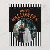 ハッピーハローウィンモノクロストライプの写真 ポストカード (正面)