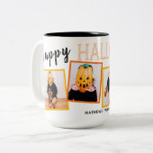 ハッピーハローウィンモノグラムの写真コラージュ ツートーンマグカップ (正面左)