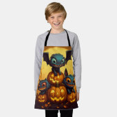 ハッピーハローウィンモンスターこうもりスマイルイン洞窟 エプロン (着用した状態)