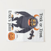 ハッピーハローウィンモンスタートリックまたはトリート タペストリー (正面(横))