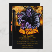 ハッピーハローウィンモンスターパーティの招待状 案内状 (正面/裏面)