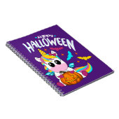 ハッピーハローウィンユニコーンとカボチャ白 ノートブック (右側)