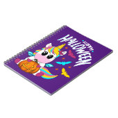 ハッピーハローウィンユニコーンとカボチャ白 ノートブック (左側)