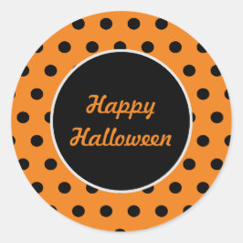 ハッピーハローウィンラウンドステッカー（オレンジとブラック） ラウンドシール