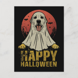 ハッピーハローウィンラブラドールリトリーブドッグ幽霊 シーズンポストカード