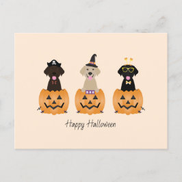 ハッピーハローウィンラブラドールレトリエバードッグズパンプキン ポストカード