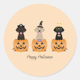 ハッピーハローウィンラブラドールレトリエバードッグズパンプキン ラウンドシール