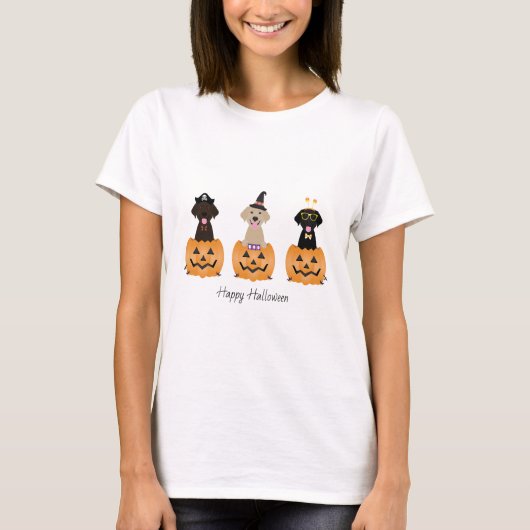ハッピーハローウィンラブラドールレトリエバードッグズパンプキン Tシャツ (正面)