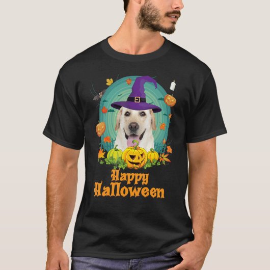 ハッピーハローウィンラブラドールレトリエバードッグパンプキンウィット Tシャツ (正面)