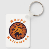 ハッピーハローウィンランタンブラックキャットスパイダーとこうもり キーホルダー (裏面)