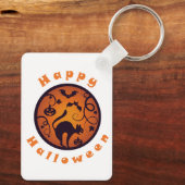 ハッピーハローウィンランタンブラックキャットスパイダーとこうもり キーホルダー (裏面)