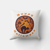 ハッピーハローウィンランタンブラックキャットスパイダーとこうもり クッション (裏面)