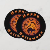ハッピーハローウィンランタンブラックキャットスパイダーとこうもり シーズンカード (正面/裏面)