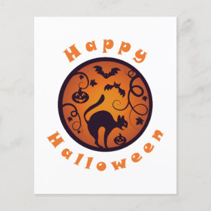ハッピーハローウィンランタンブラックキャットスパイダーとこうもり チラシ